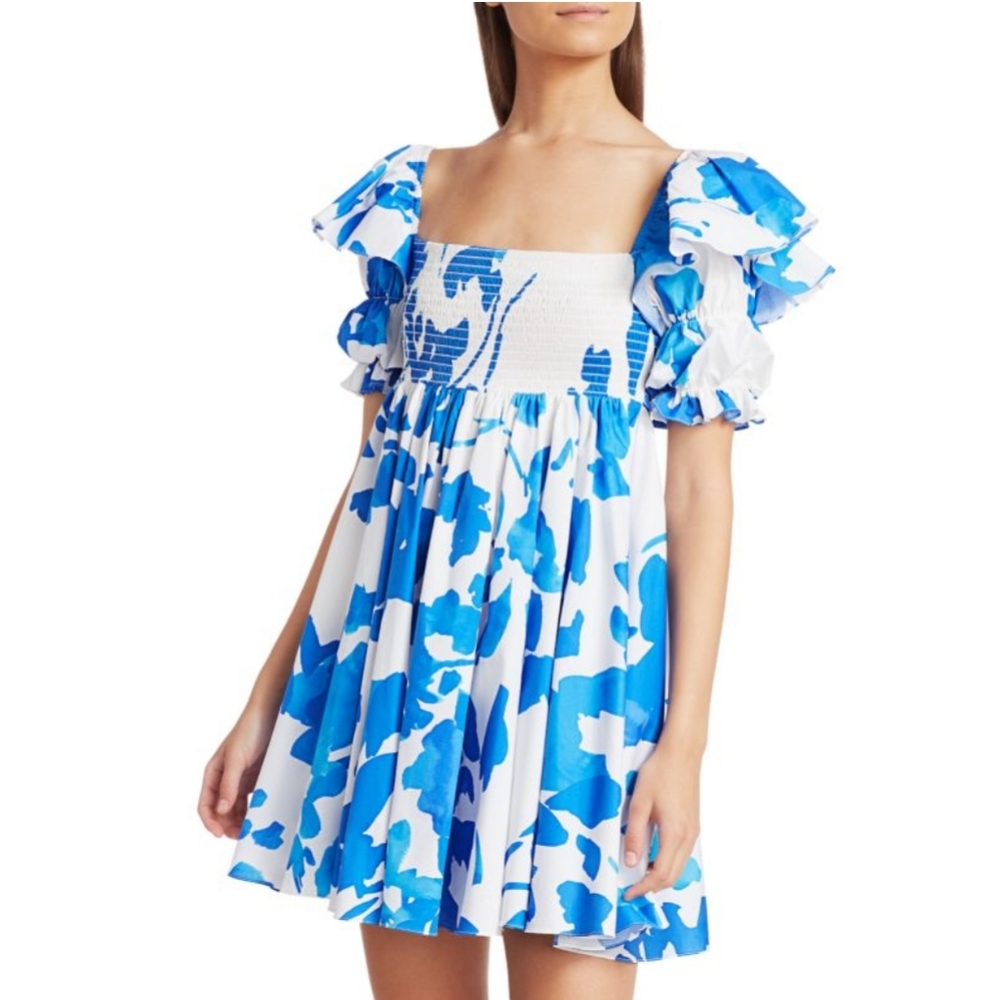 Caroline Constas Hanna Floral Printed Babydoll Dress Size L